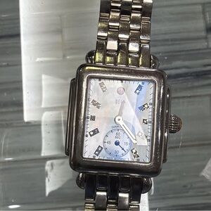 Michele Silver Watch with Blue Dial